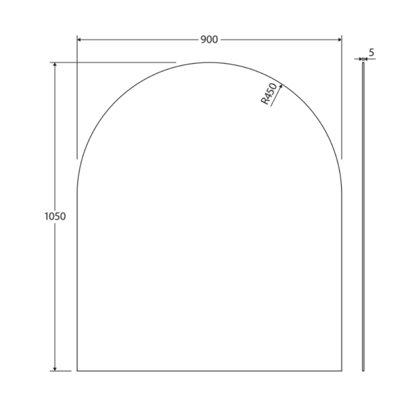 Fienza PEM900A Arch Mirror, 900 x 1050mm Adelaide Only
