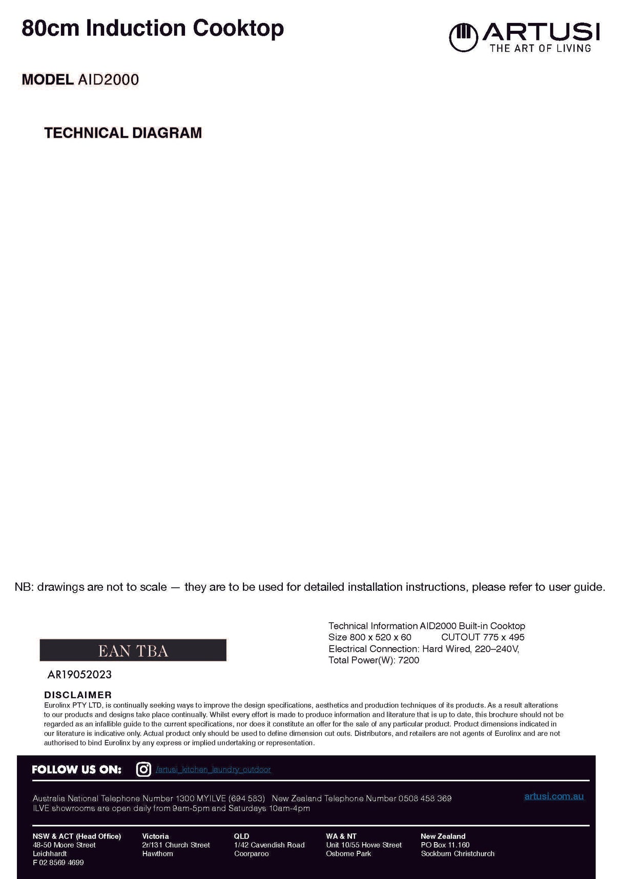 Artusi AID2000 80cm Induction Cooktop