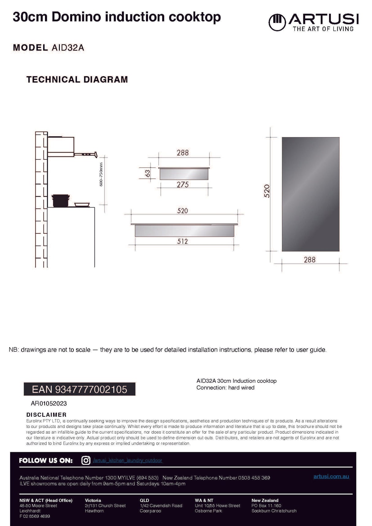 Artusi AID32A 30cm Induction Cooktop