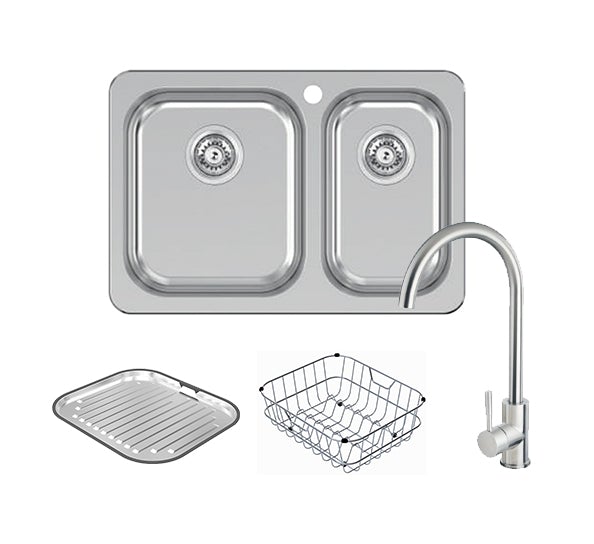 Abey PRC180 Brushed Stainless Steel Sink and Mixer Tap with Accessories