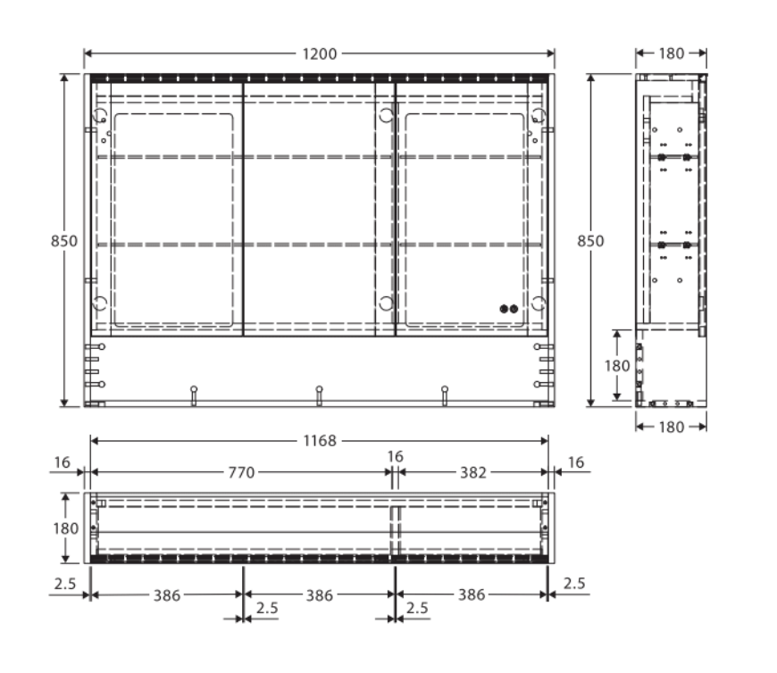 Fienza 1200mm PSC1200SB-LED Mirror LED Cabinet with Undershelf, Satin Black