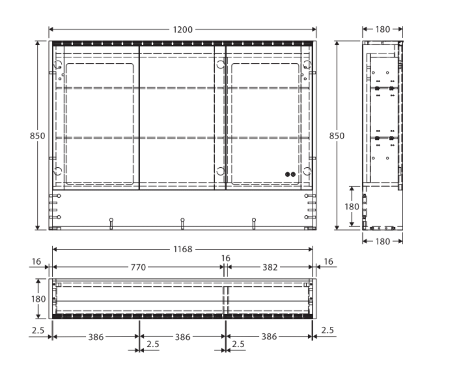 Fienza PSC1200SMW-LED 1200mm Mirror LED Cabinet with Undershelf, Satin White