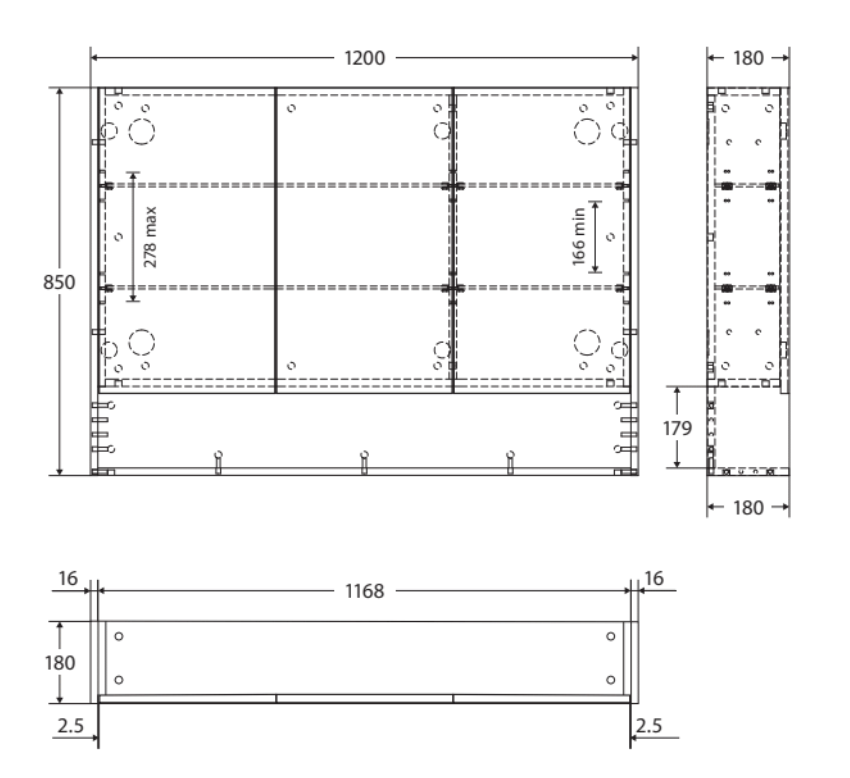 Fienza PSC1200SMW 1200mm Mirror Cabinet with Undershelf, Satin White