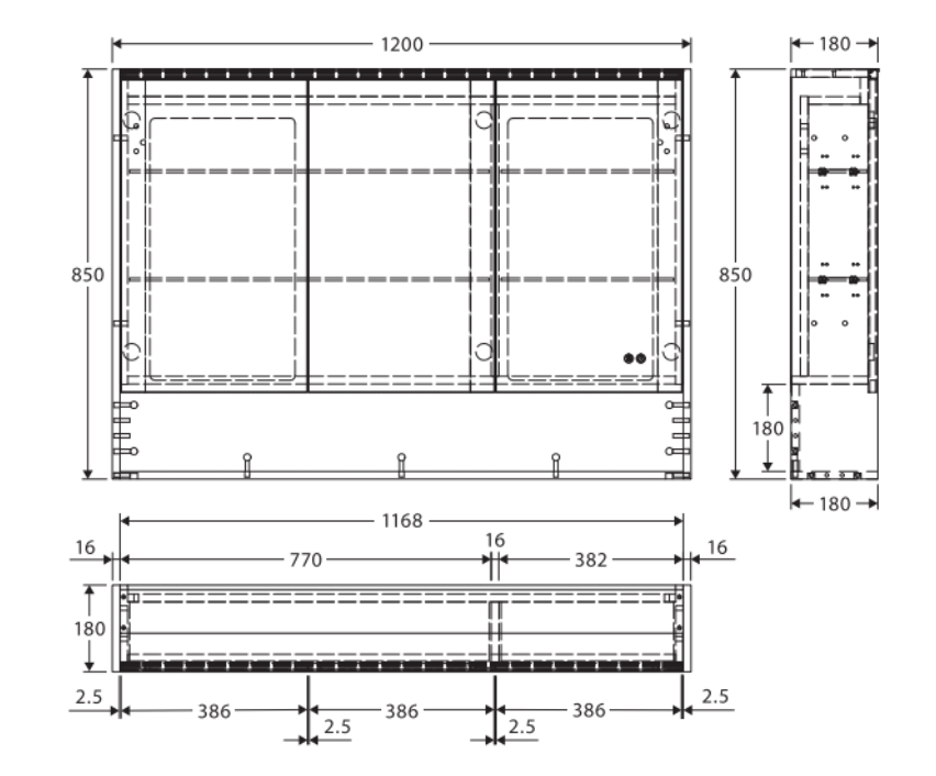 Fienza PSC1200SS-LED 1200mm Mirror LED Cabinet with Undershelf, Scandi Oak