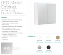 Fienza PSC750B-LED 750mm Mirror LED Cabinet, Satin Black - Special Order
