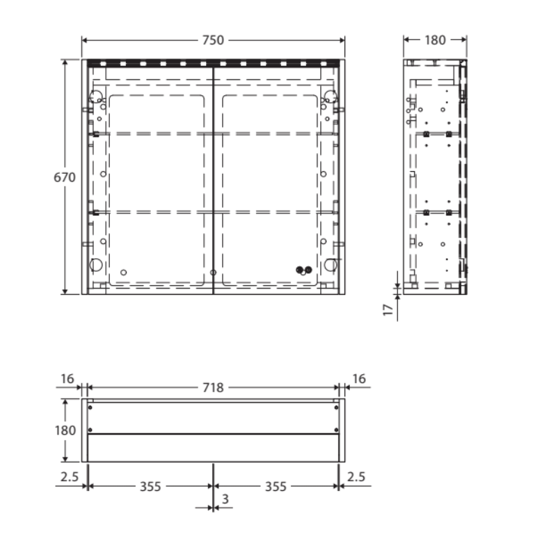 Fienza PSC750S-LED 750mm Mirror LED Cabinet, Scandi Oak