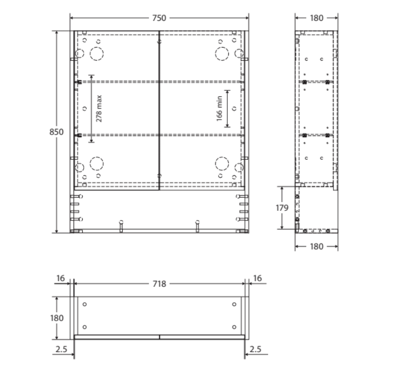Fienza PSC750SMW 750mm Mirror Cabinet with Undershelf, Satin White