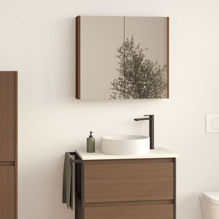 Fienza PSC750WA 750 Mirror Cabinet with Walnut Side Panels