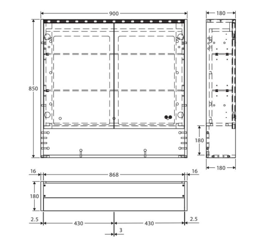 Fienza PSC900SS-LED 900mm Mirror LED Cabinet with Undershelf, Scandi Oak