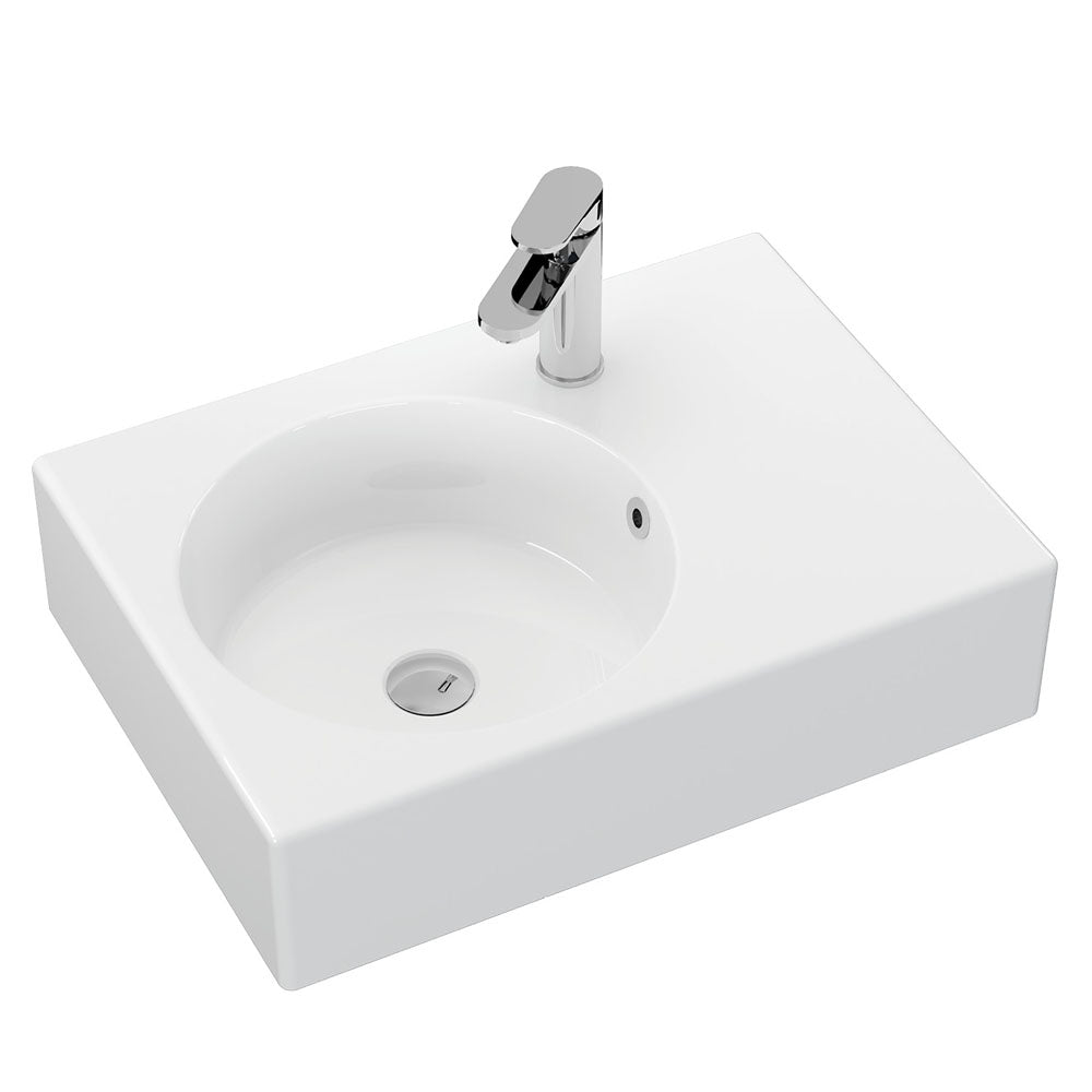 Fienza RB039L-1 Reba Left Bowl Wall Basin, One Tap Hole