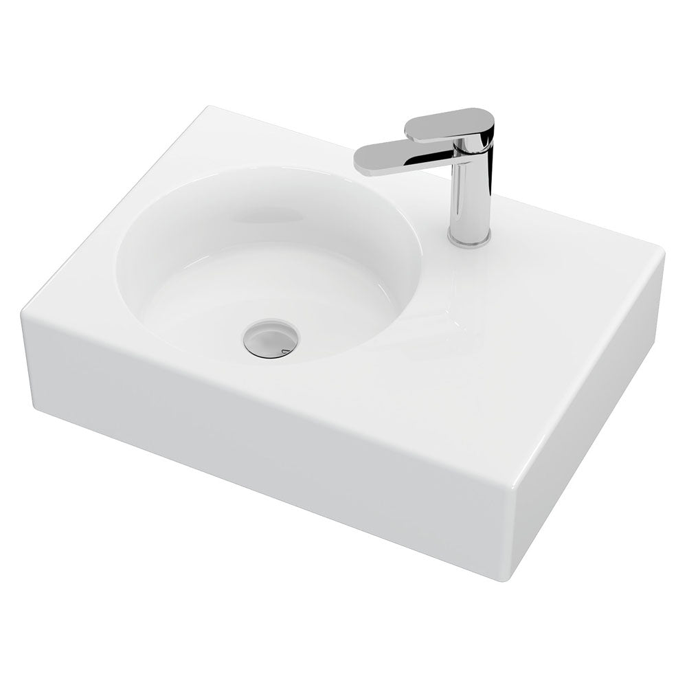 Fienza RB039L-1 Reba Left Bowl Wall Basin, One Tap Hole
