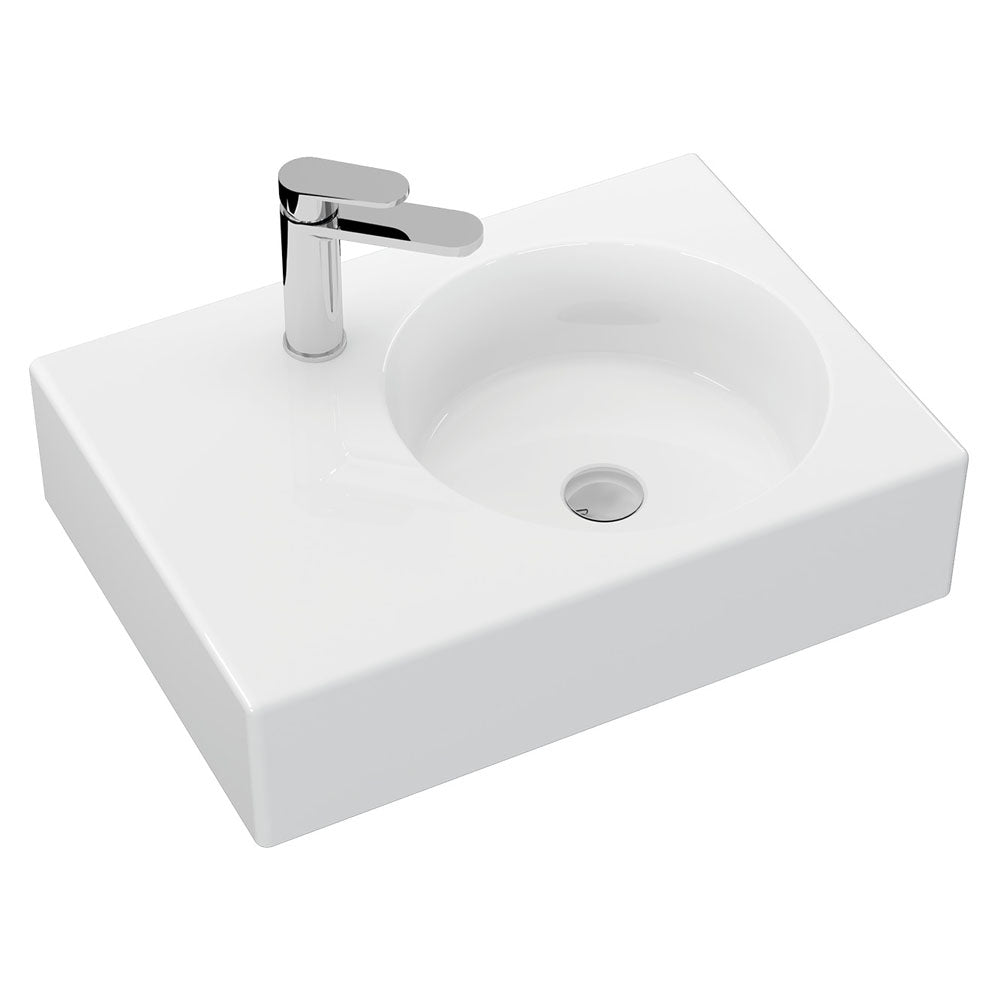Fienza RB039R-1 Reba Right Bowl Wall Basin, One Tap Hole