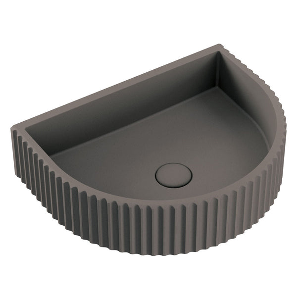 Fienza RB078 Valentina Fluted Arch Concrete Wall Basin, Warm Grey - Special Order