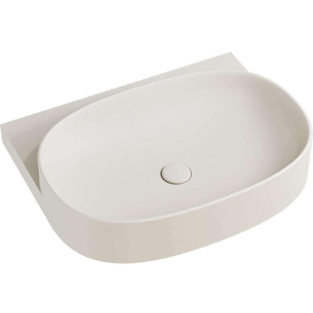 Fienza RB145W Paloma Pill Concrete Wall Hung Basin, Warm White