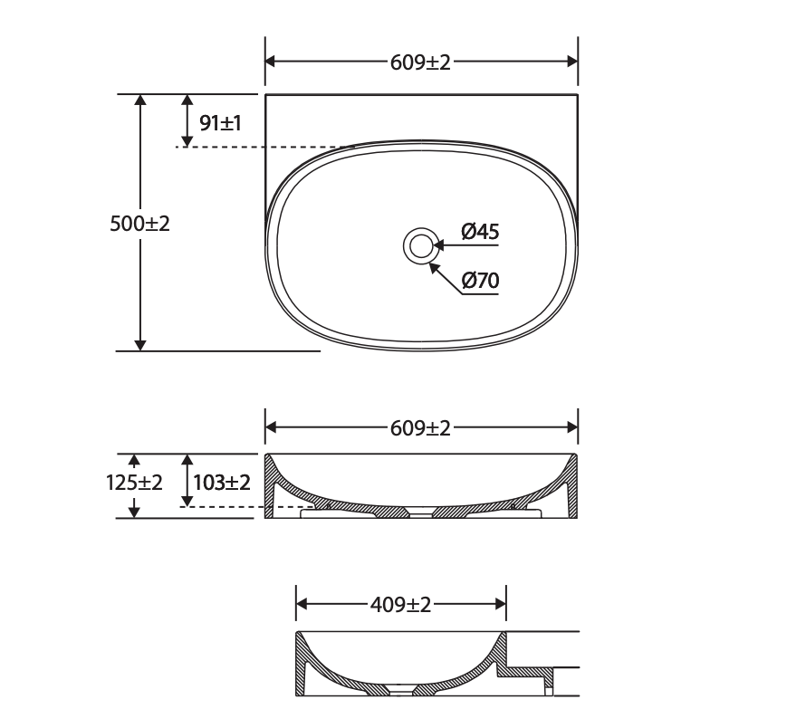 Fienza RB145SG Paloma Pill Concrete Wall Hung Basin, Sage