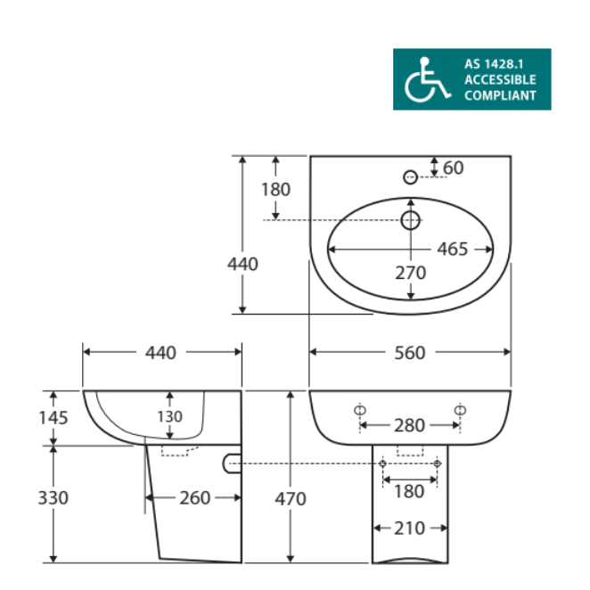 Fienza CARE2R Accessible Toilet Care Kit 2 with Right Hand 40° Degrees Rail, Blue Seat