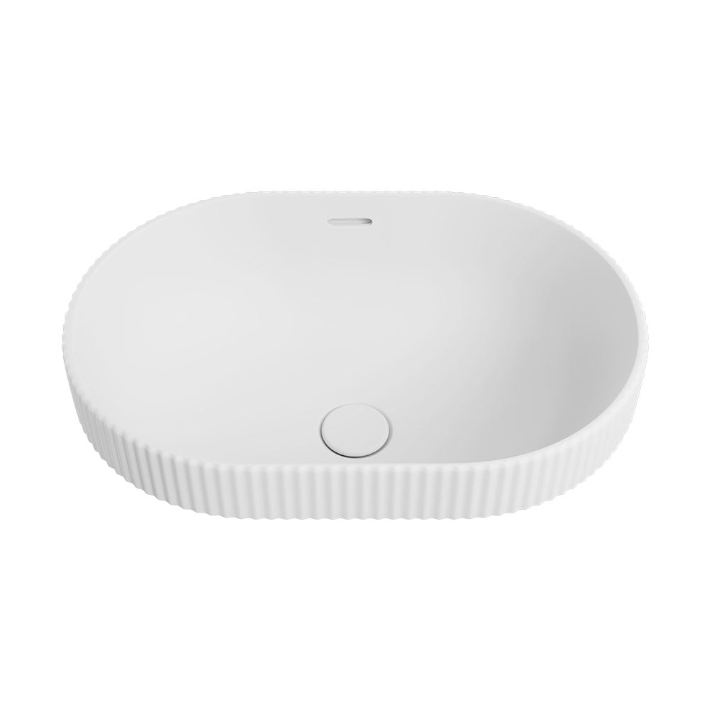 Fienza RB469MW Eleanor Oval Semi Inset Basin with Overflow, Matte White