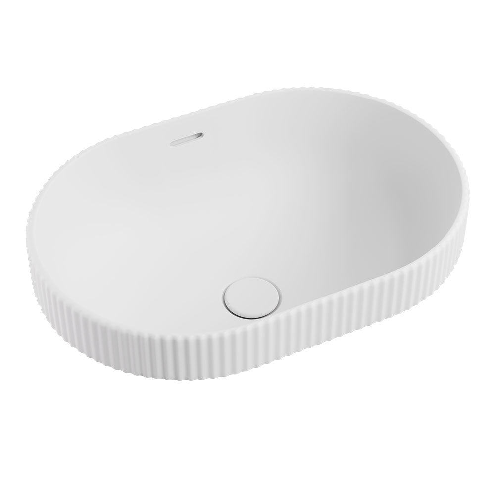 Fienza RB469MW Eleanor Oval Semi Inset Basin with Overflow, Matte White