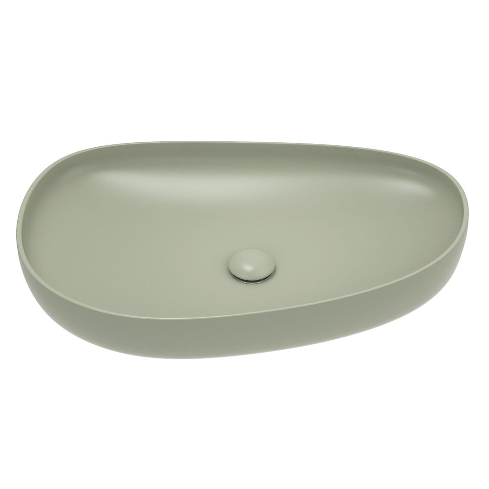 Fienza RB489MG Pebble Large Above Counter Basin, Matte Olive
