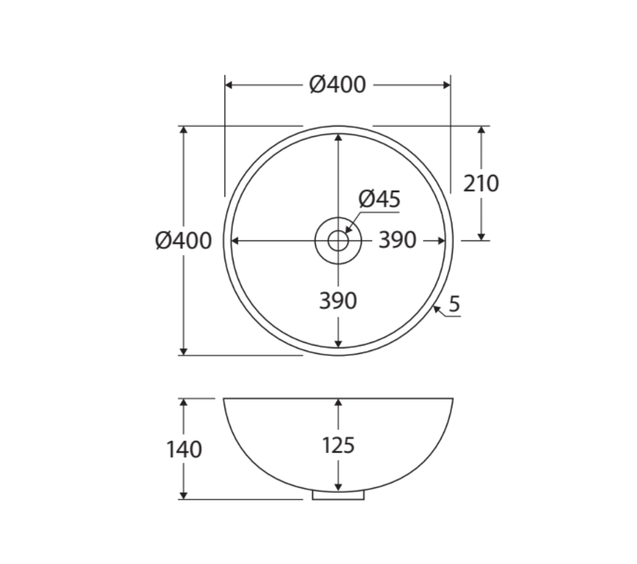 Fienza RB821W Aluca Above Counter Basin, Matte White