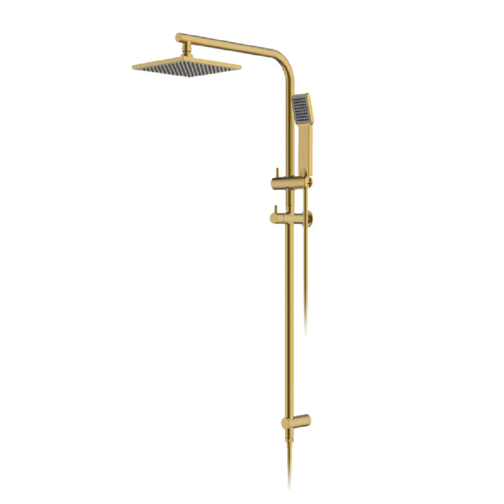 Abey Gareth Ashton Overhead Shower & Handshower, Square Ensemble, Brushed Brass, RHB08-BB