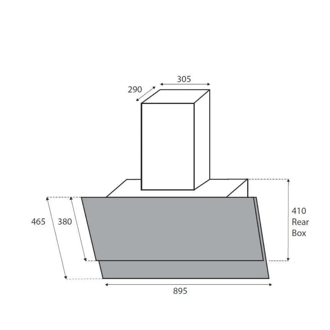 Kleenmaid RHGV90 90cm Vertical Black Glass Wall Mounted Rangehood