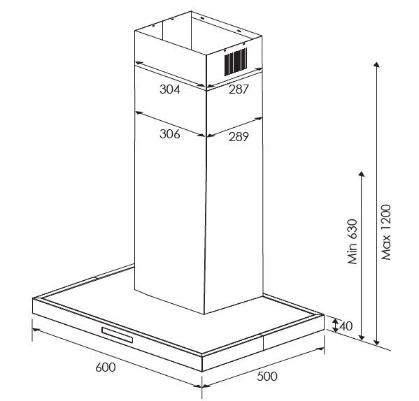 Kleenmaid RHSC61 60cm Wall Mounted Canopy Rangehood