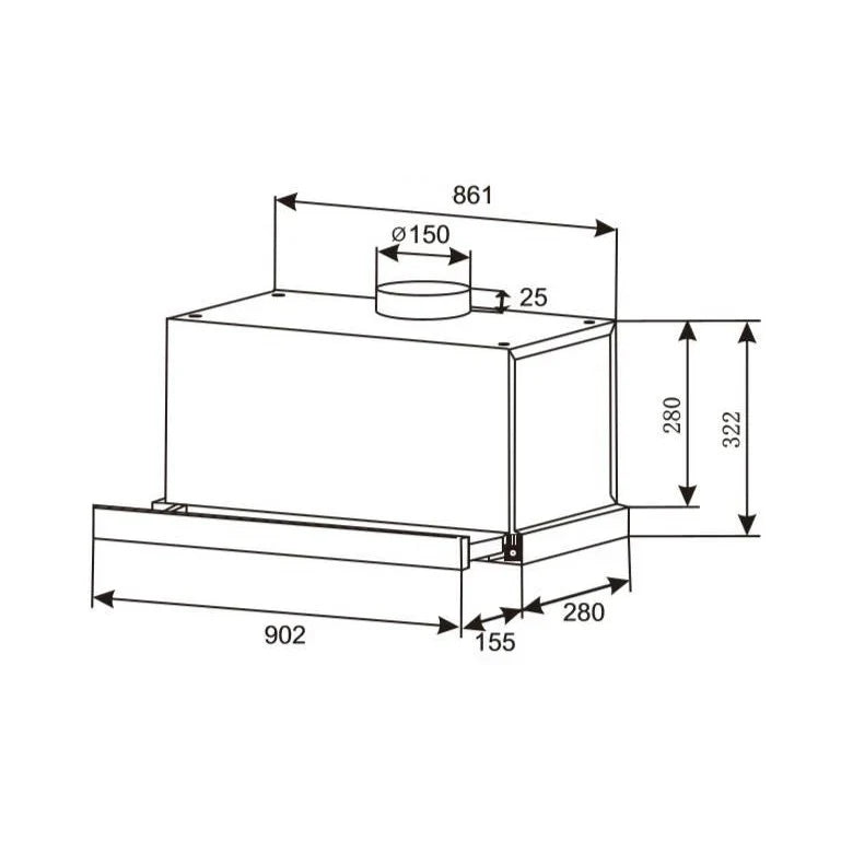 Kleenmaid RHSOG91 90cm Concealed Slide Out Rangehood
