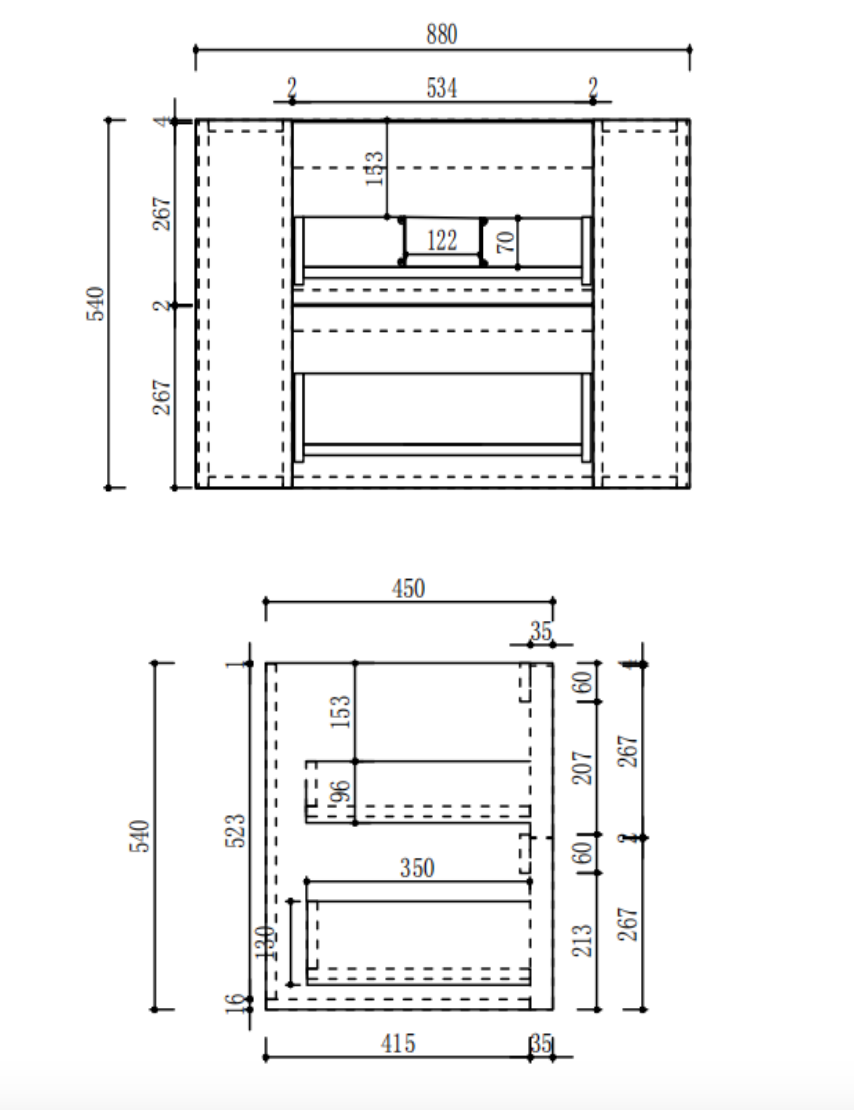 Aulic 900mm Ramee RM900WMWF Fluted Wall Hung Vanity, Matte White