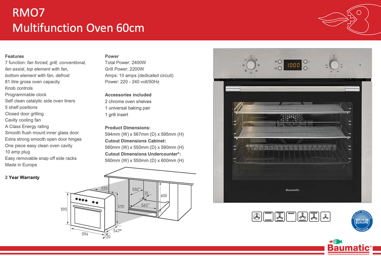 Baumatic 60cm Black Glass Appliance Package BA06