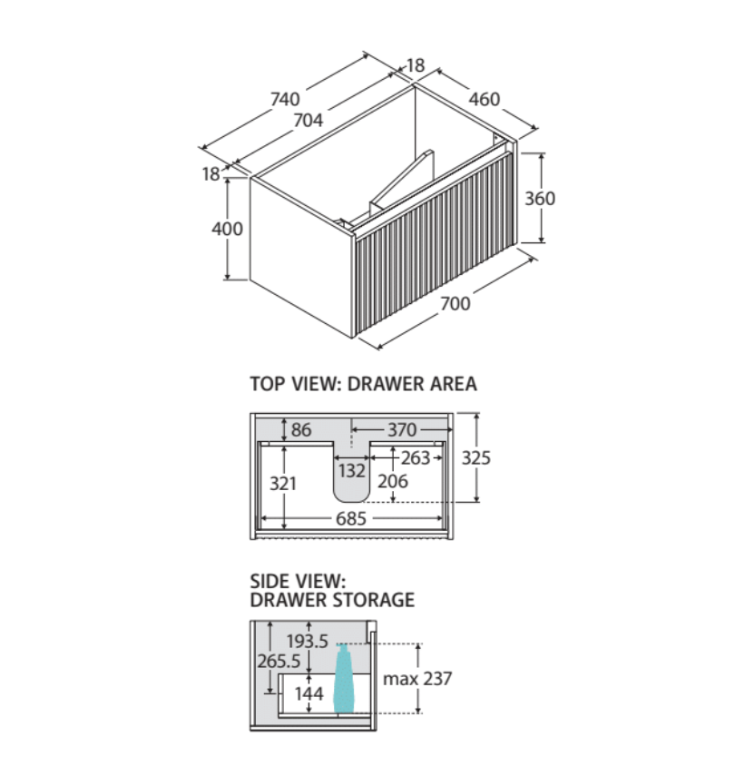 Fienza ROT75RSC Rotondo Alina Scandi Oak 750 Wall-Hung Vanity