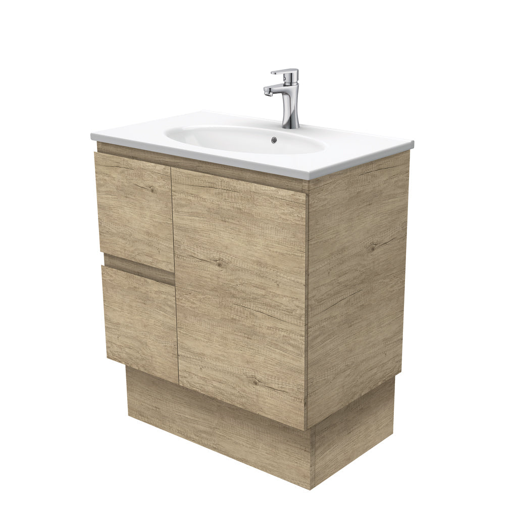 Fienza ROT75SKL Rotondo Edge Scandi Oak 750 Vanity On Kickboard, Left Drawers