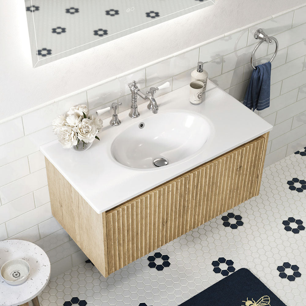 Fienza ROT90RSC Rotondo Alina Scandi Oak 900 Wall-Hung Vanity