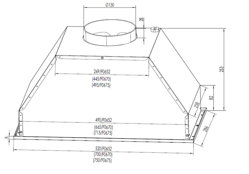 Robinhood RPB3CL9WSS 70cm stainless steel Undermount Rangehood