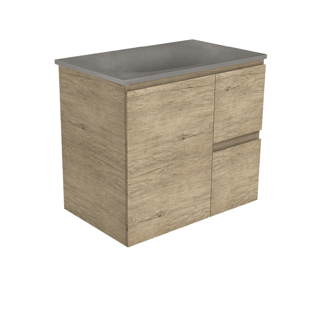 Fienza SAT75SR Satori Edge Wall Hung Vanity, 750mm, Right Drawers, Scandi Oak