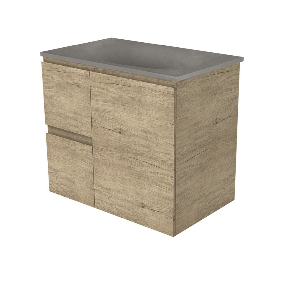 Fienza SAT75SL Satori Edge Wall Hung Vanity, 750mm, Left Drawers, Scandi Oak