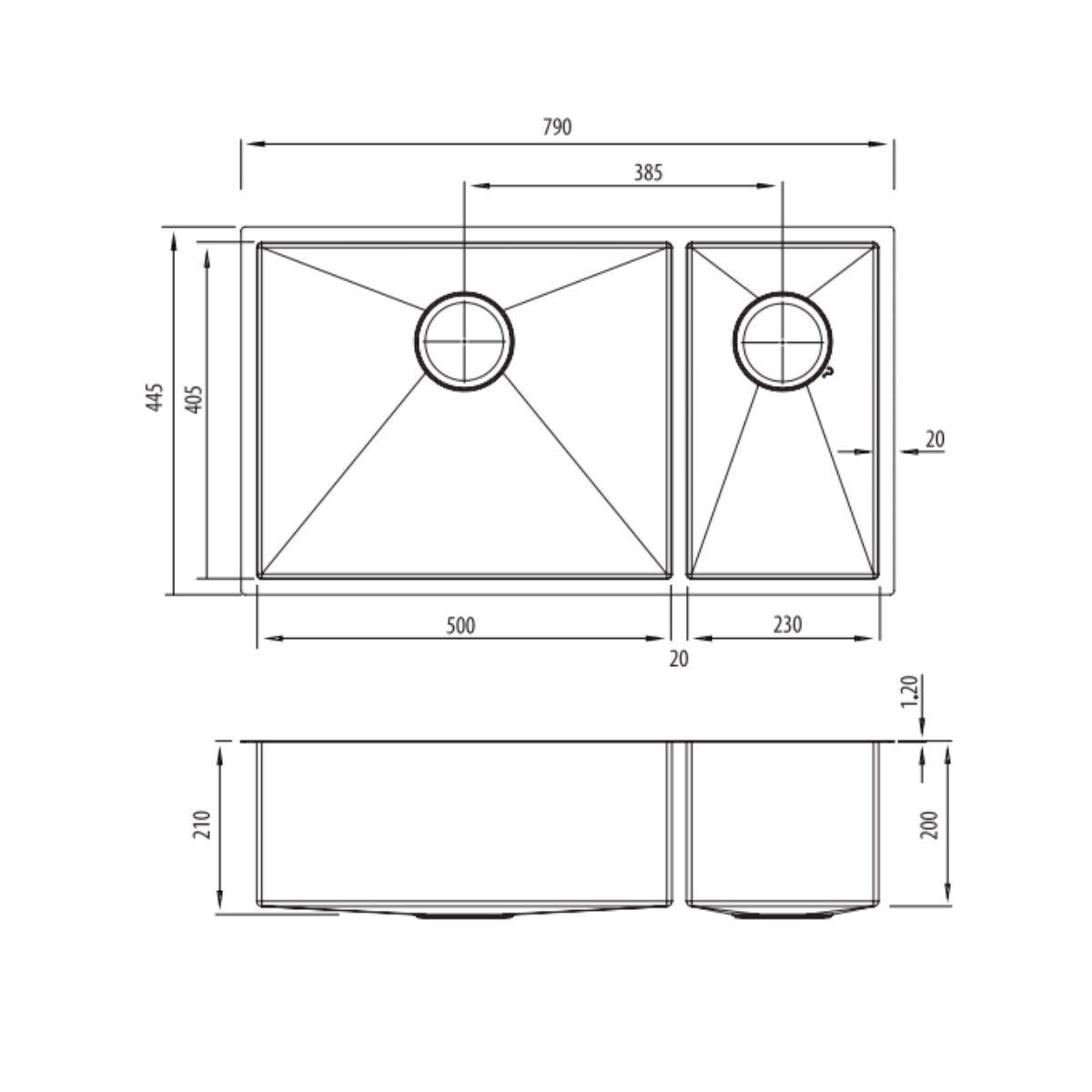 Oliveri SB35AU Spectra Top or Undermount 1 and 1/2 Bowl Brushed Gold Sink
