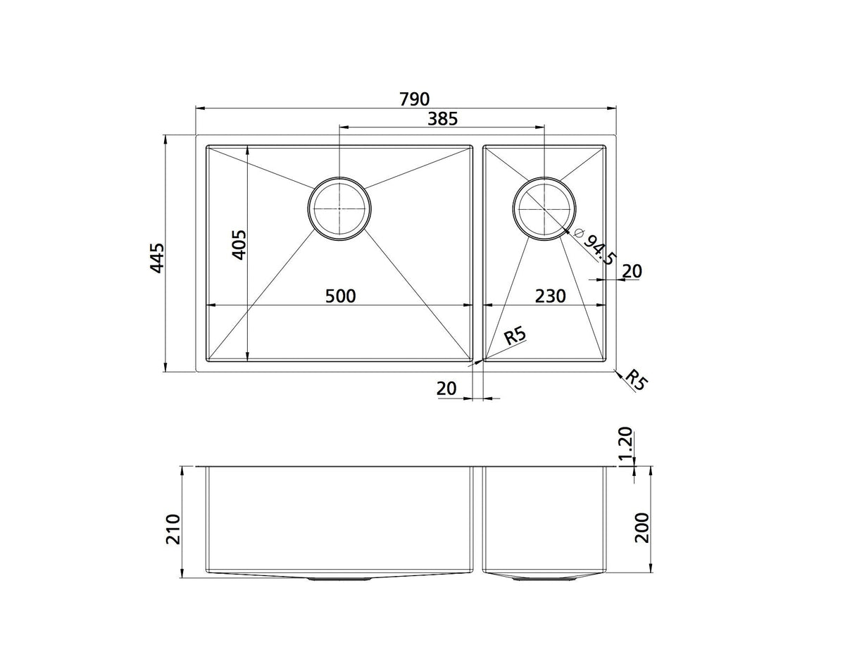 Oliveri Sb35Ss Spectra Top Or Undermount 1 And 1/2 Bowl Stainless Steel Sink Kitchen Sinks