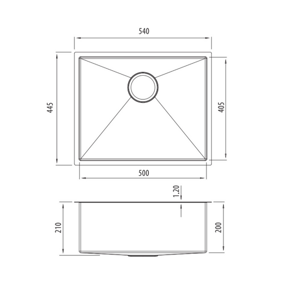 Oliveri SB50AU Spectra Top or Undermount Single Bowl Brushed Gold Sink