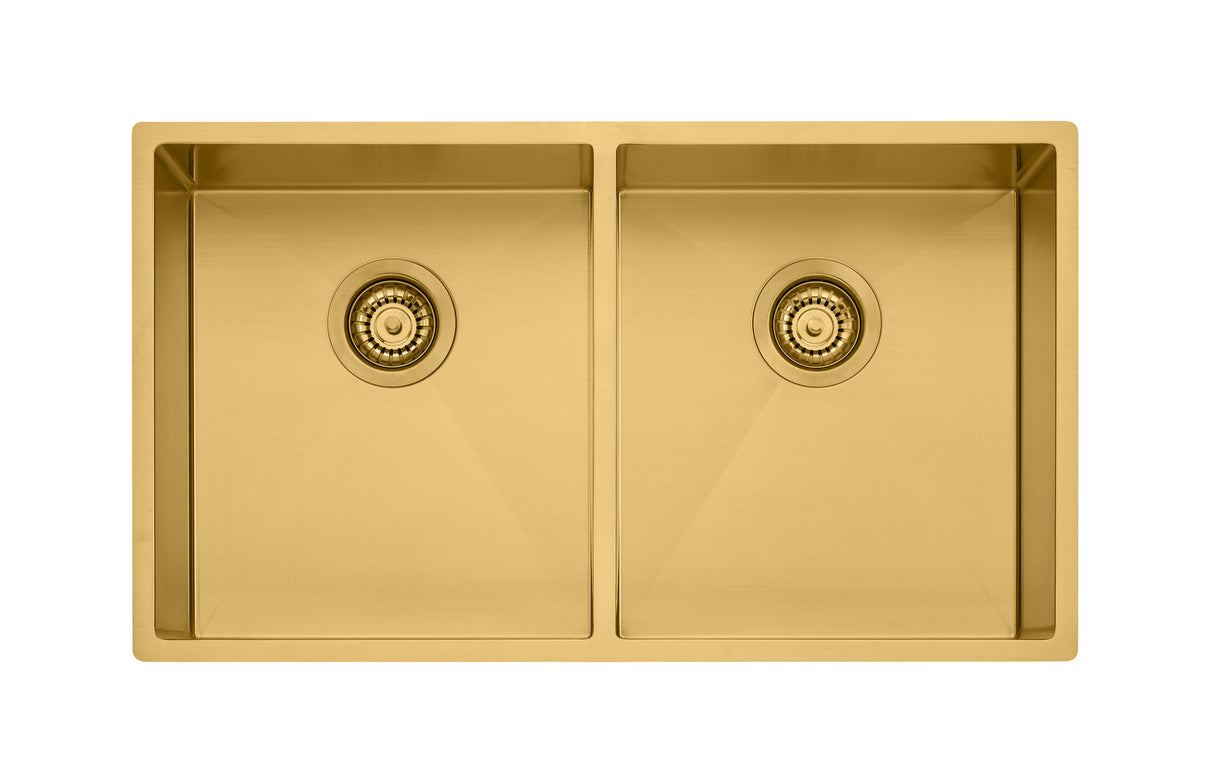 Oliveri SB63AU Spectra Top or Undermount Double Bowl Brushed Gold Sink