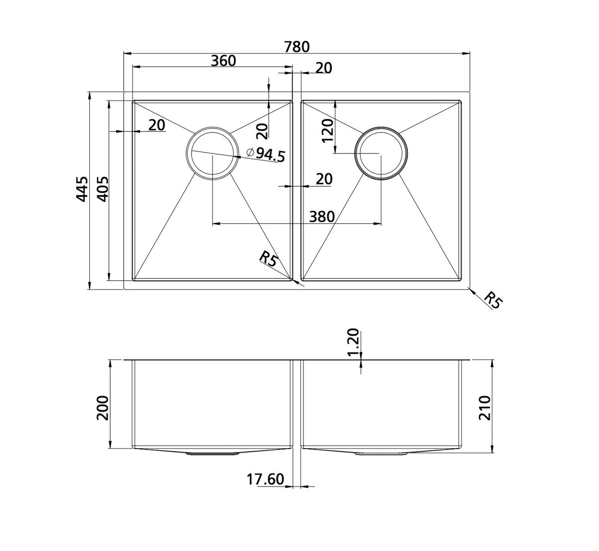 Oliveri Sb63Cu Spectra Top Or Undermount Double Bowl Copper Sink Kitchen Sinks