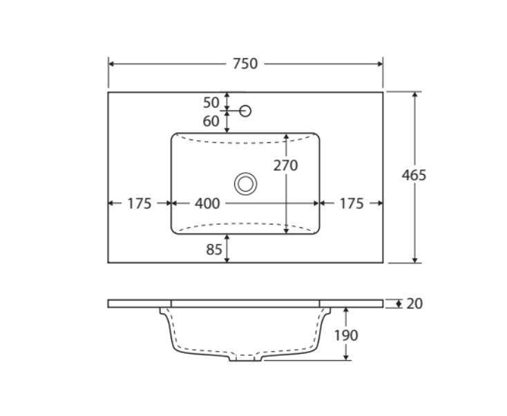 Fienza Crystal Pure 750Mm Sc75Zl Undermount Stone Top Wall Hung Vanity Unit Fingerpull Left Drawers