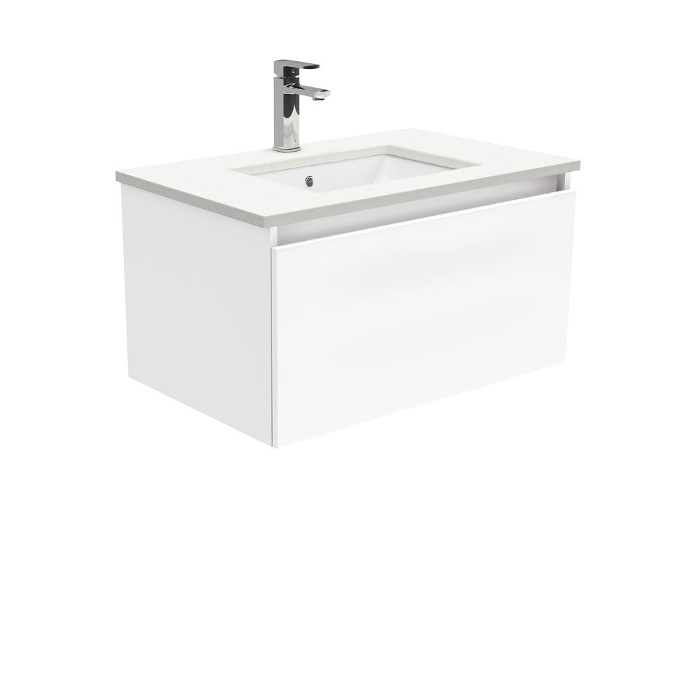 Fienza 750Mm Sc75H Crystal Pure Undermount Stone Top Manu Wall Hung Vanity Unit White - Special