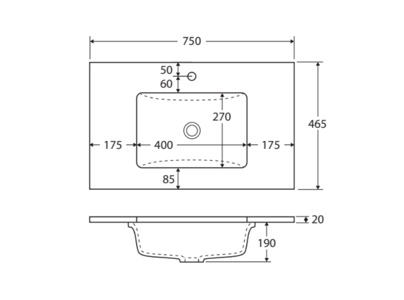 Fienza 750Mm Sc75H Crystal Pure Undermount Stone Top Manu Wall Hung Vanity Unit White - Special