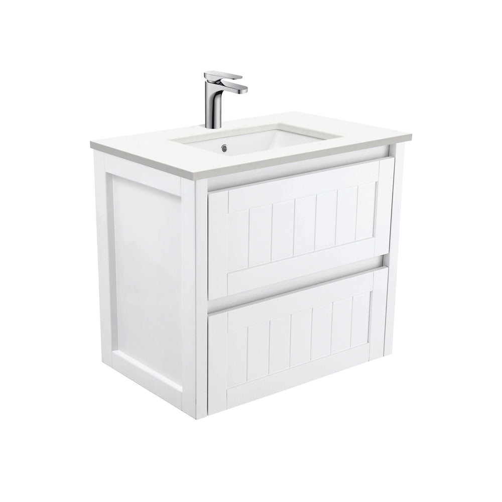 Fienza 750Mm Sc75T Crystal Pure Undermount Stone Top Hampton Wall Hung Vanity Unit White - Special