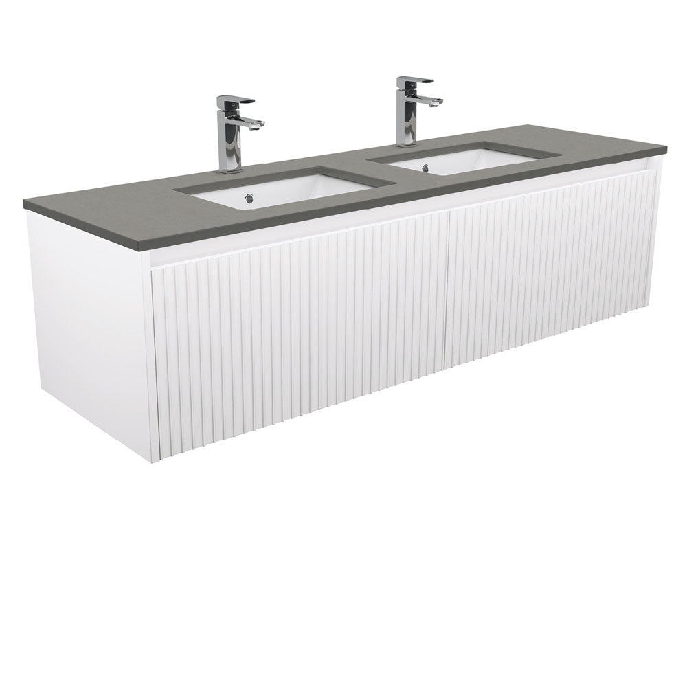 Fienza DS150RWD Sarah Dove Grey Undermount Double Bowl 1500mm Alina Wall-Hung Vanity
