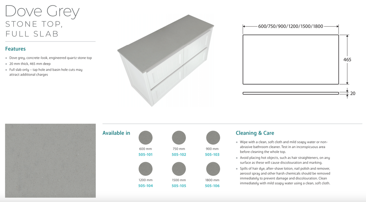 Fienza SD75RW 750mm Sarah Dove Grey Undermount Alina Wall-Hung Vanity