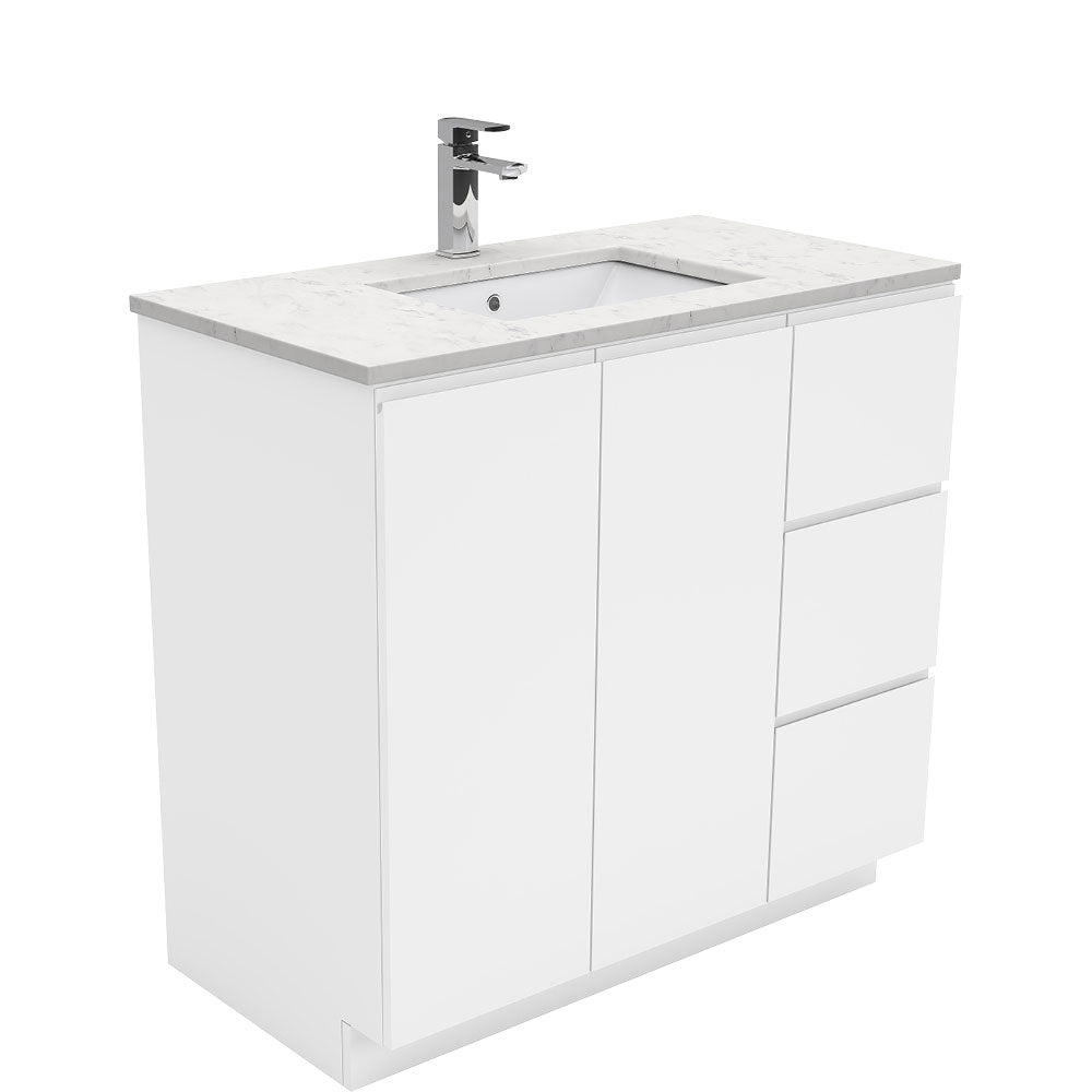 Fienza Sarah 900Mm Si90C Bianco Marble Vanity Unit Fingerpull With Kickboard White - Special Order