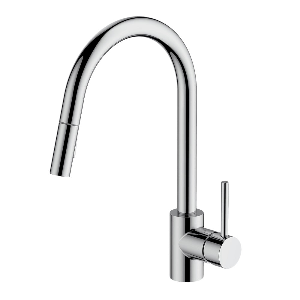 Abey Lucia Gooseneck Spray Mixer, Pullout, Side Lever, Chrome, SK5-2