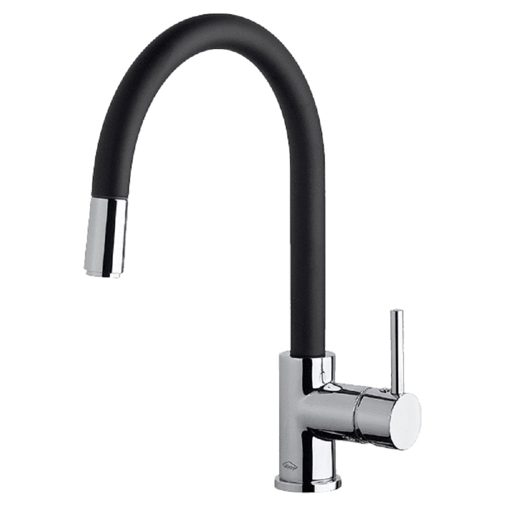 Abey Lucia Gooseneck Mixer, Pullout, Side Lever, Black, SK5-AV-B